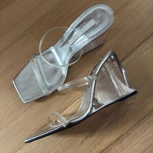 Zara  Silver Wedge Sandals